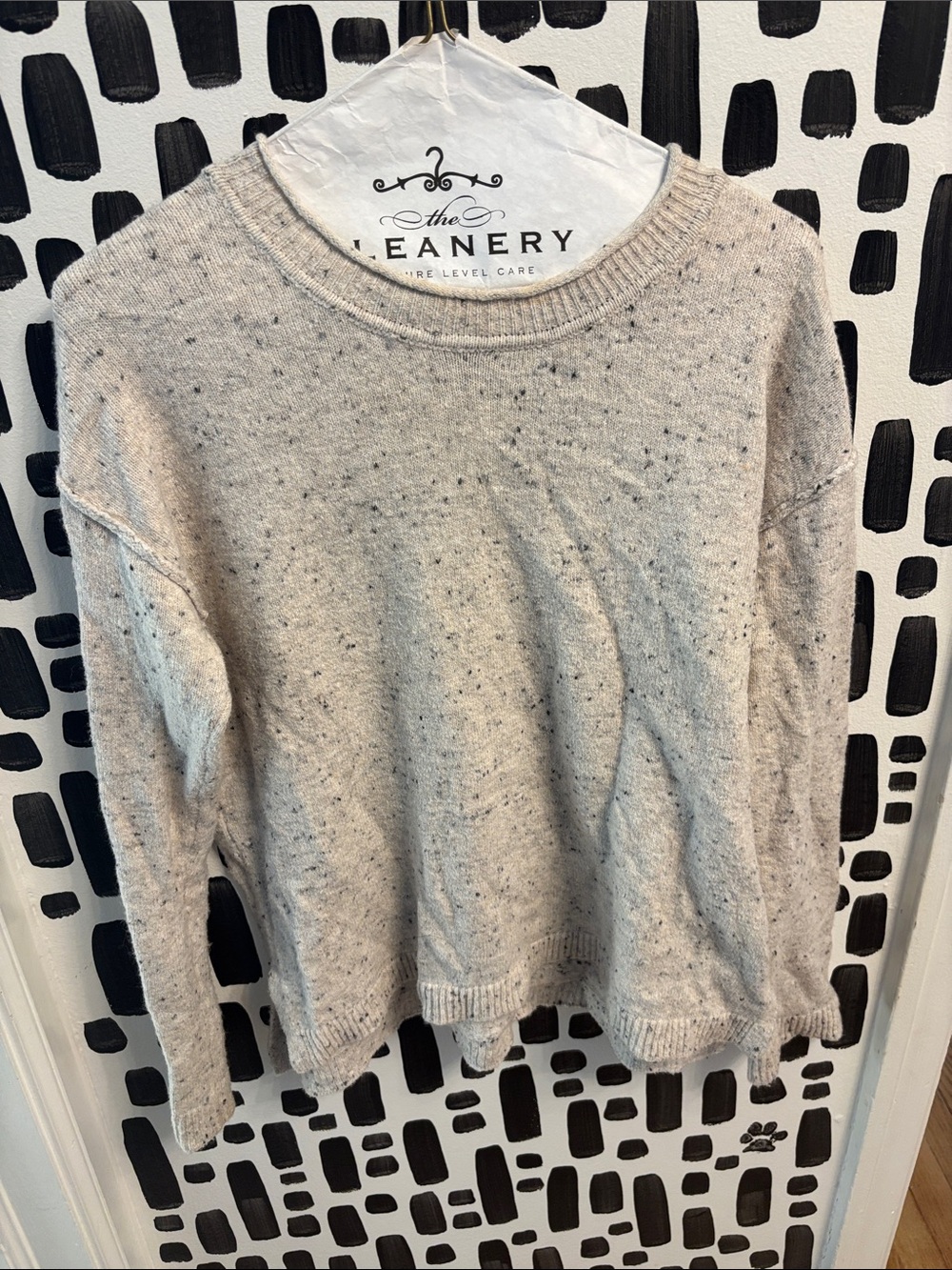 DKNY Speckled Crewneck Sweater in Light Gray